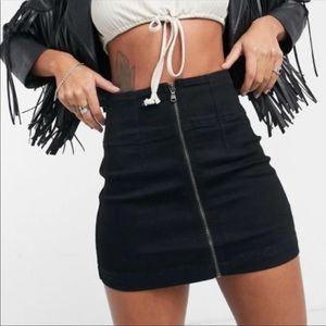 We the free black hip rise zip front skirt, sz 26